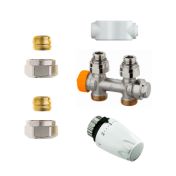 Heimeier radiator aansluitset / Recht / 15 mm / Thermostatisch