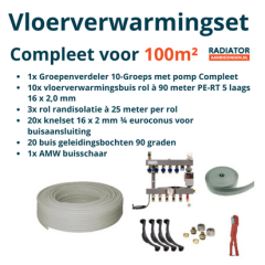 Vloerverwarmingset als hoofdverwarming tot 100m²