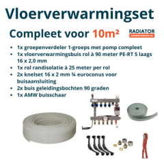 Vloerverwarmingset als hoofdverwarming tot 10m²
