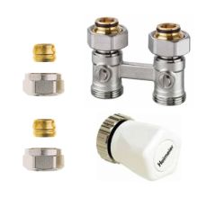 Radiator aansluitset / Recht / 15 mm / Handwiel