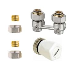 Radiator aansluitset / Haaks / 15 mm / Handwiel