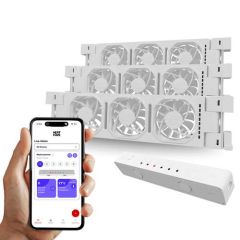 Heatfan 3 radiatorventilator / Trio Set / 1300-1950 mm breed / incl. doorlinkkabel / incl. WiFi Controller