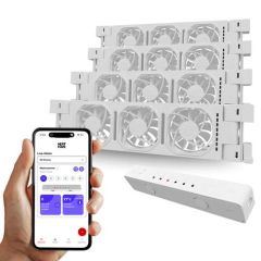 Heatfan 3 radiatorventilator / Quattro Set / 1950-2600 mm breed / incl. doorlinkkabel / incl. WiFi Controller