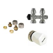 Radiator aansluitset / Recht / 16 mm / Handwiel